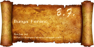 Bunya Ferenc névjegykártya